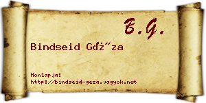 Bindseid Géza névjegykártya